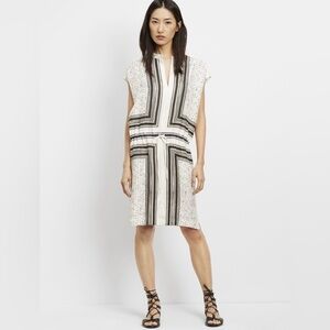 VINCE SCARF PRINT POPOVER WOMEN SILK DRESS
